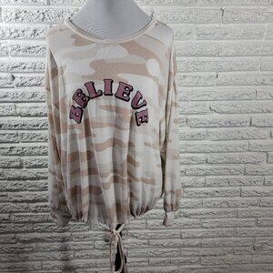 Como Black Womens Sweatshirt 2X Pullover Beige Camouflage CAM1E